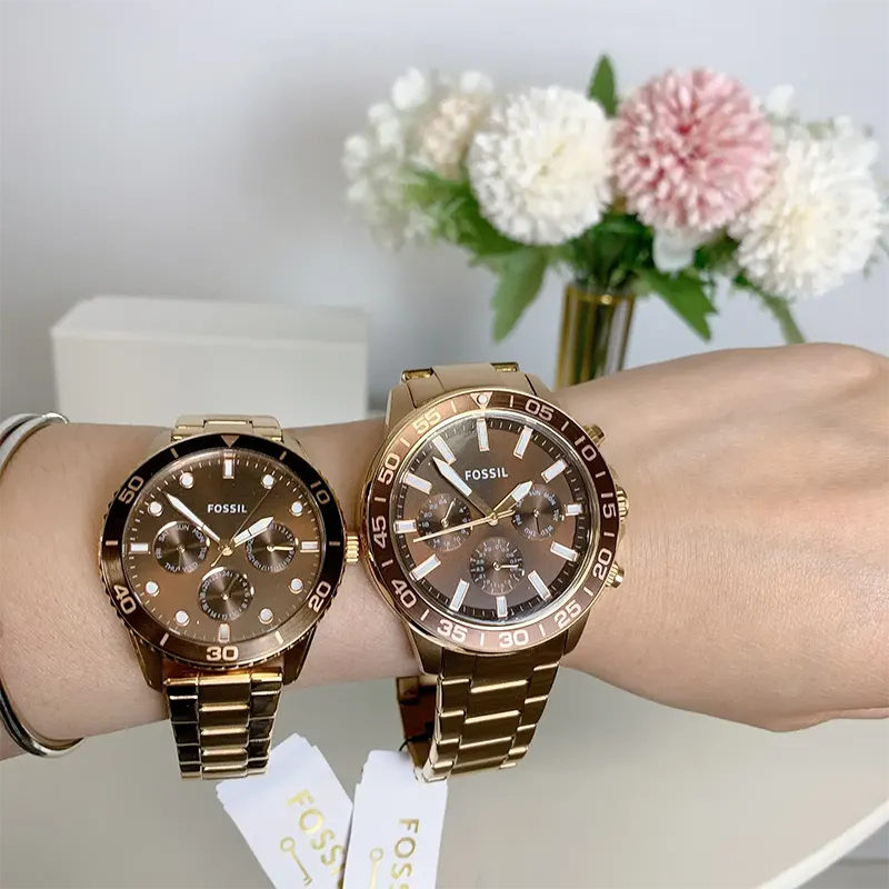 Fossil His and Hers Bannon Rose Gold-tone Watch Box Set- BQ2827SET